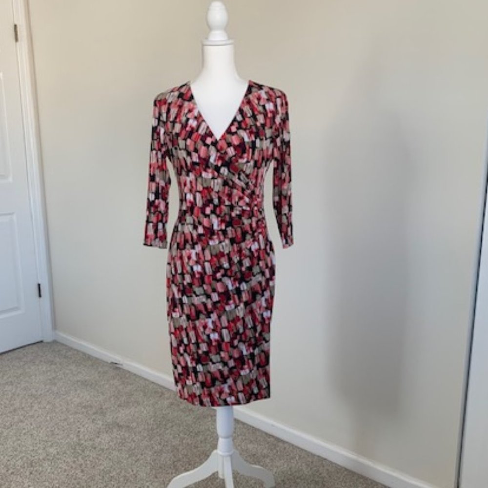 Alexa B Red/Pink/White/Tan/Black Print Dress